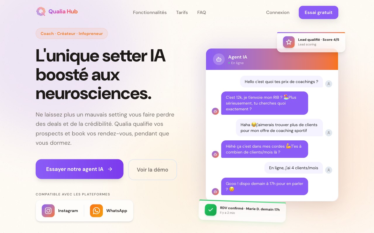 Capture du produit Qualia Hub